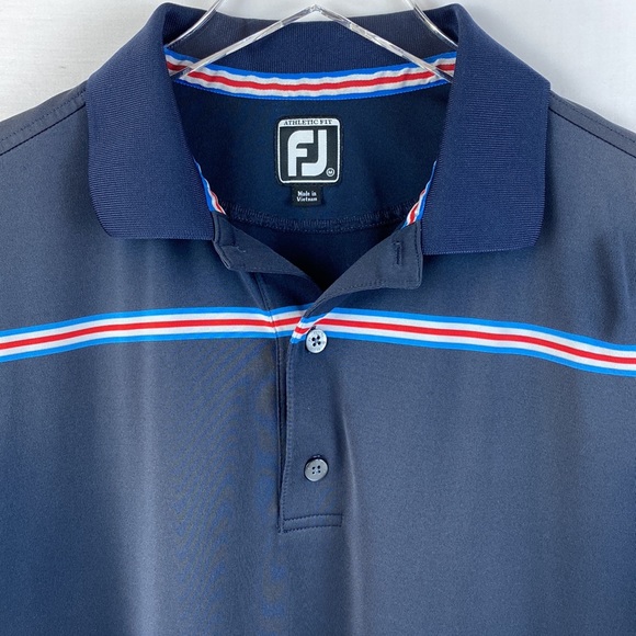 Footjoy Athletic Fit Mens short Sleeve Golf Polo Shirt Dark Blue Excellent Shape - Picture 2 of 14